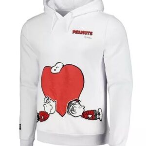 Peanuts White Hoodie with Red Heart Graphic - Men